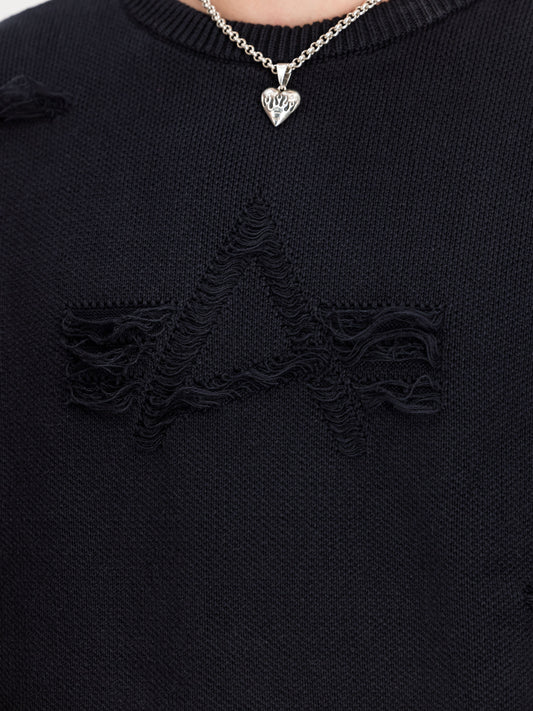 ALPHA INDUSTRIES - Distressed Logo Pullover Black