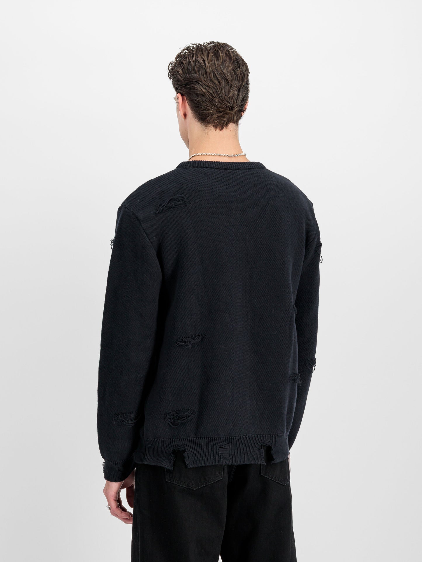 ALPHA INDUSTRIES - Distressed Logo Pullover Black