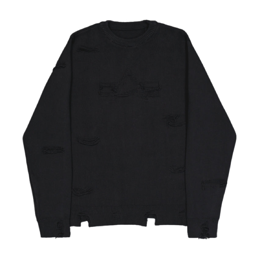 ALPHA INDUSTRIES - Distressed Logo Pullover Black