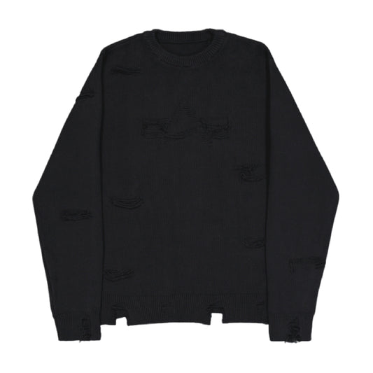 ALPHA INDUSTRIES - Distressed Logo Pullover Black