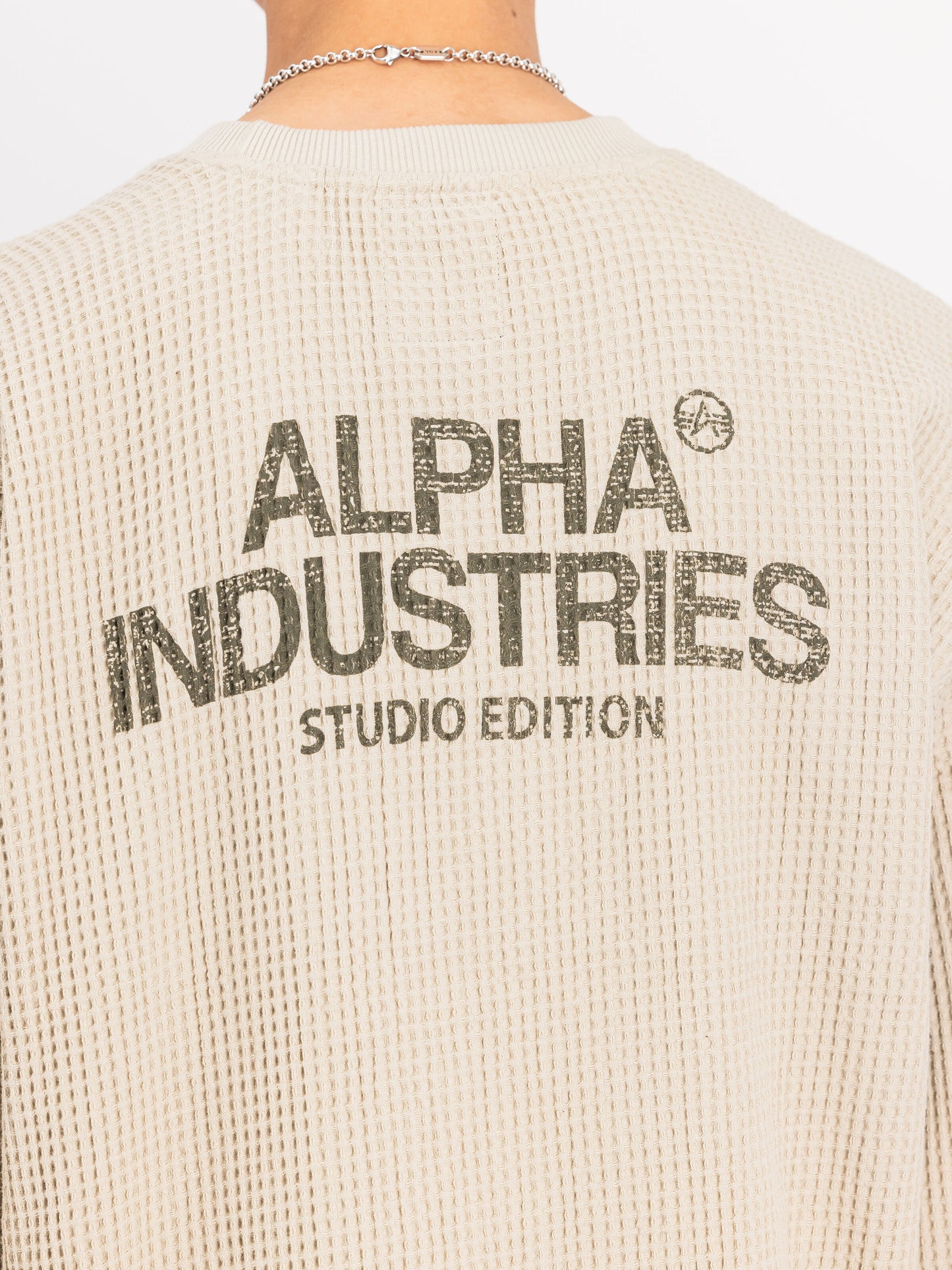 ALPHA INDUSTRIES - Studio Waffle Crewneck Organic Beige