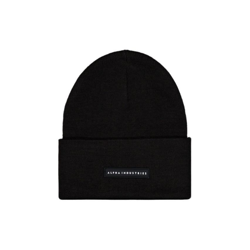 ALPHA INDUSTRIES - Rubber Logo Beanie Black
