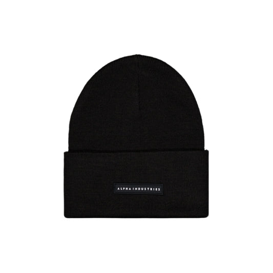 ALPHA INDUSTRIES - Rubber Logo Beanie Black