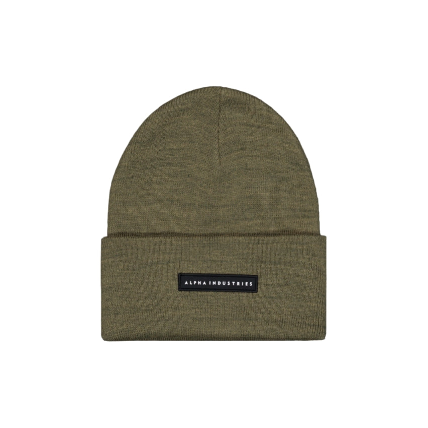 ALPHA INDUSTRIES - Rubber Logo Beanie Dark Olive