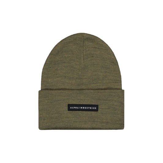 ALPHA INDUSTRIES - Rubber Logo Beanie Dark Olive