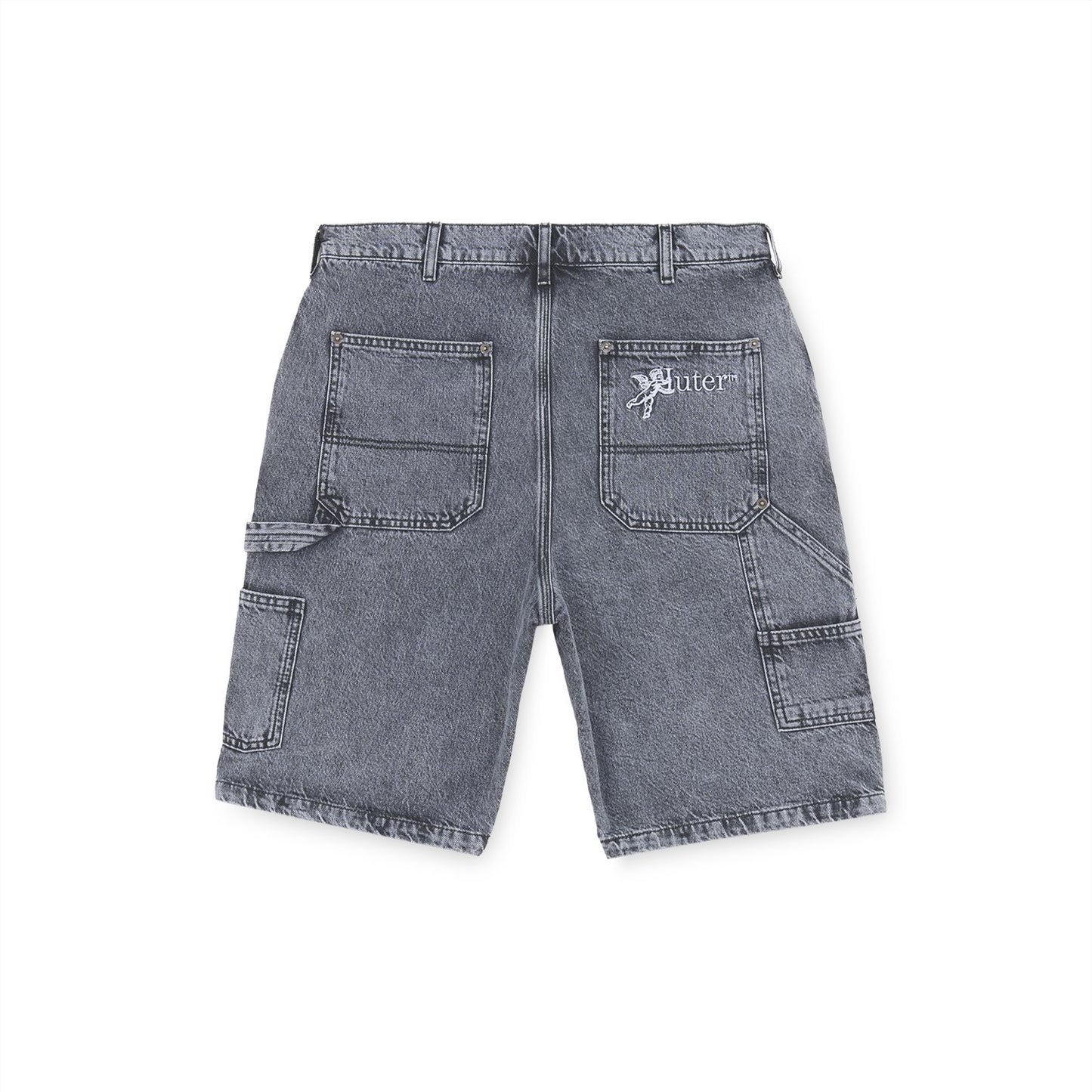 IUTER - Double Knee Denim Shorts Greybleach