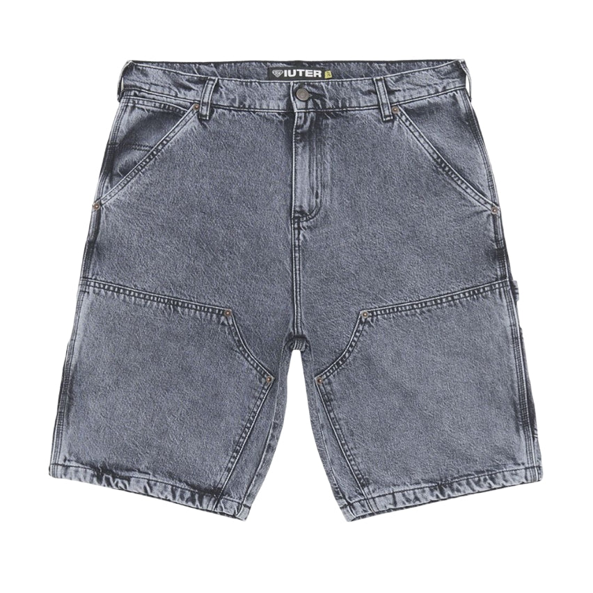 IUTER - Double Knee Denim Shorts Greybleach