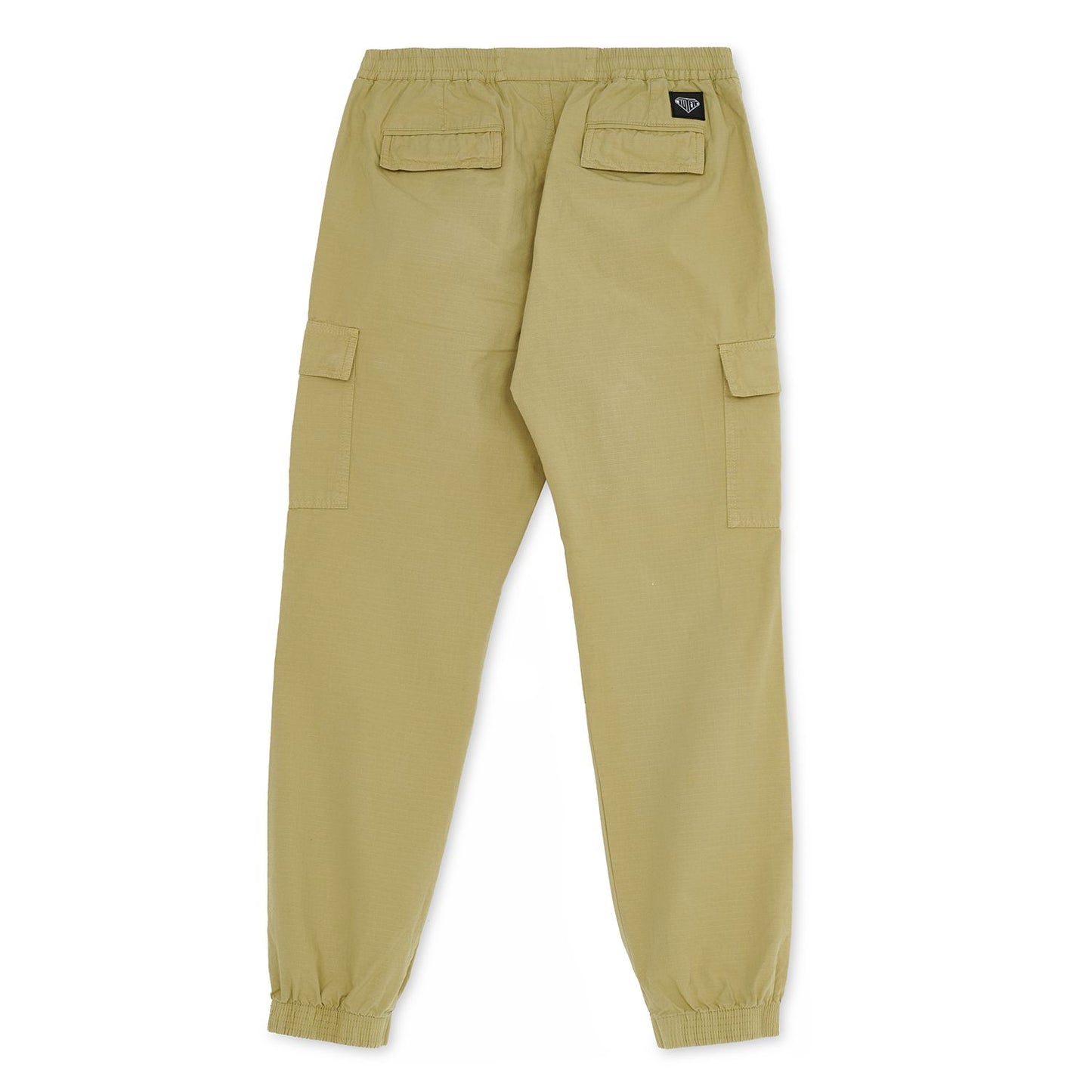 Pantaloni CARGO JOGGER di ispirazione workwear in tessuto ripstop beige, particolarmente resistente a strappi e lacerazioni grazie all'intreccio di fili rinforzati nella tessitura.