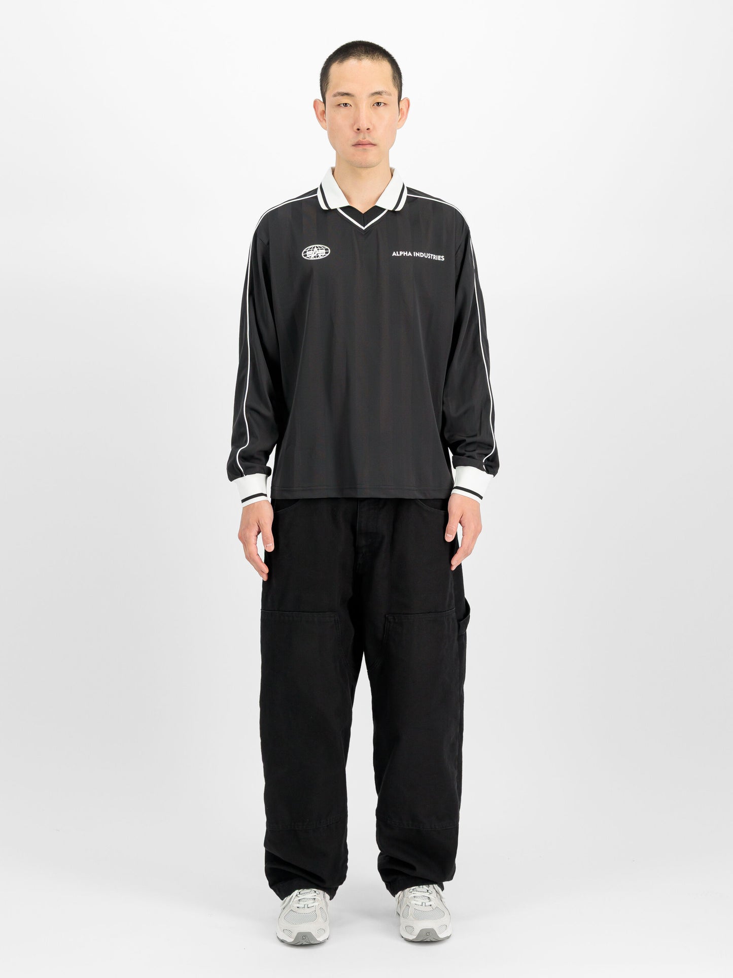ALPHA INDUSTRIES - Track Tricot Polo Longsleeve Black