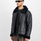 ALPHA INDUSTRIES - B-3 Faux Leather Bomber Jacket Black