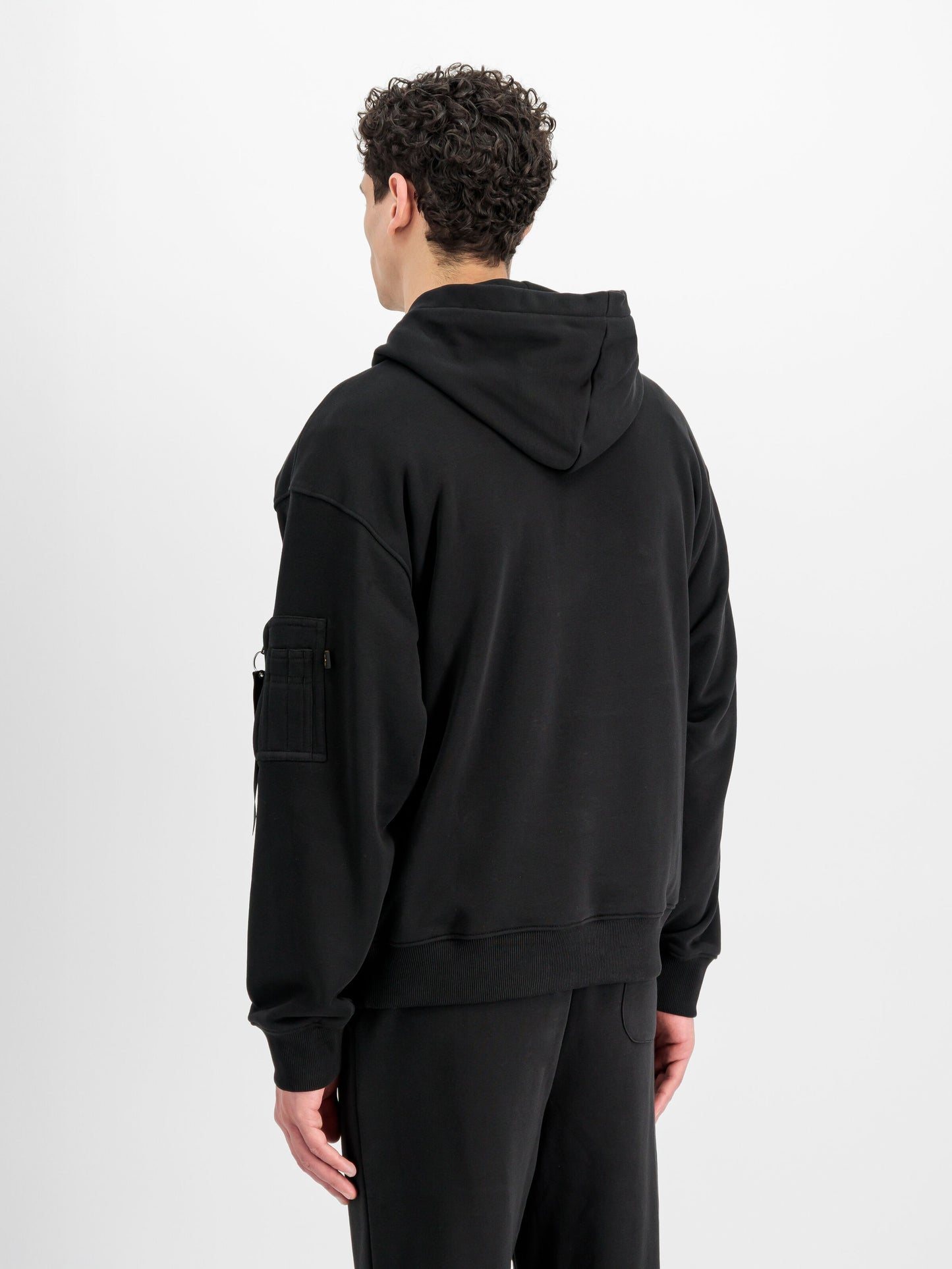ALPHA INDUSTRIES - Dye To Match Mid Logo Hoodie Black