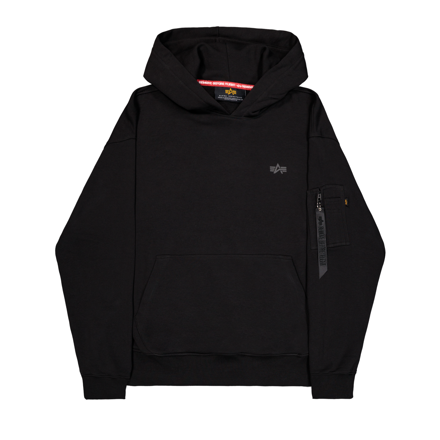ALPHA INDUSTRIES - Dye To Match Mid Logo Hoodie Black