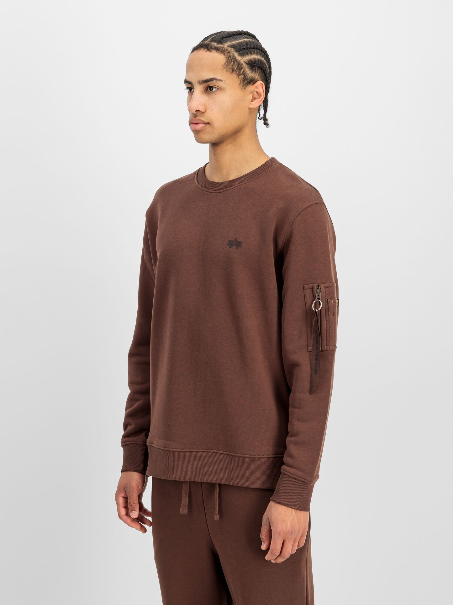 ALPHA INDUSTRIES - Dye To Match Mid Logo Sweater Brown