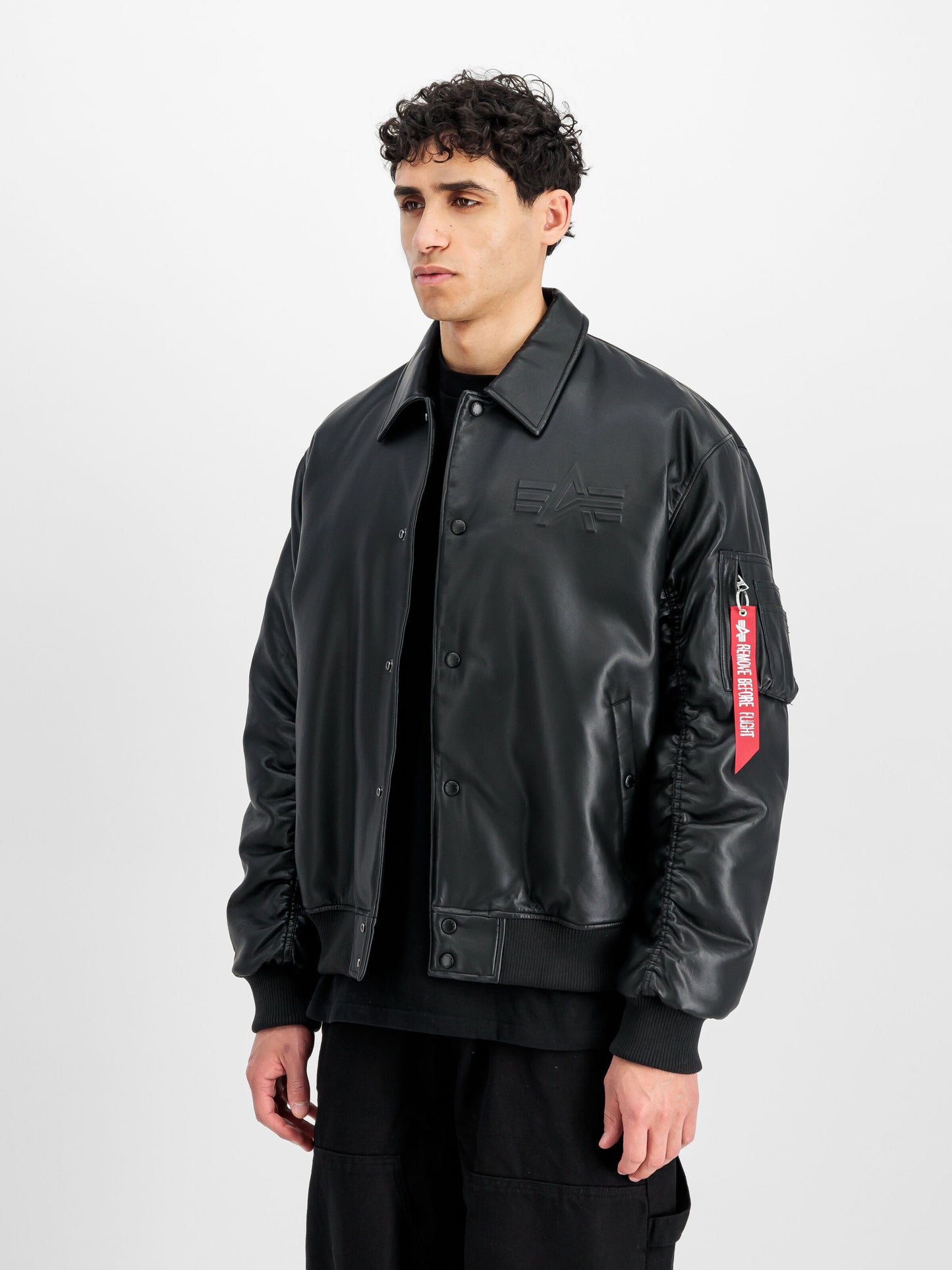 ALPHA INDUSTRIES - Pu College Bomber Jacket Black