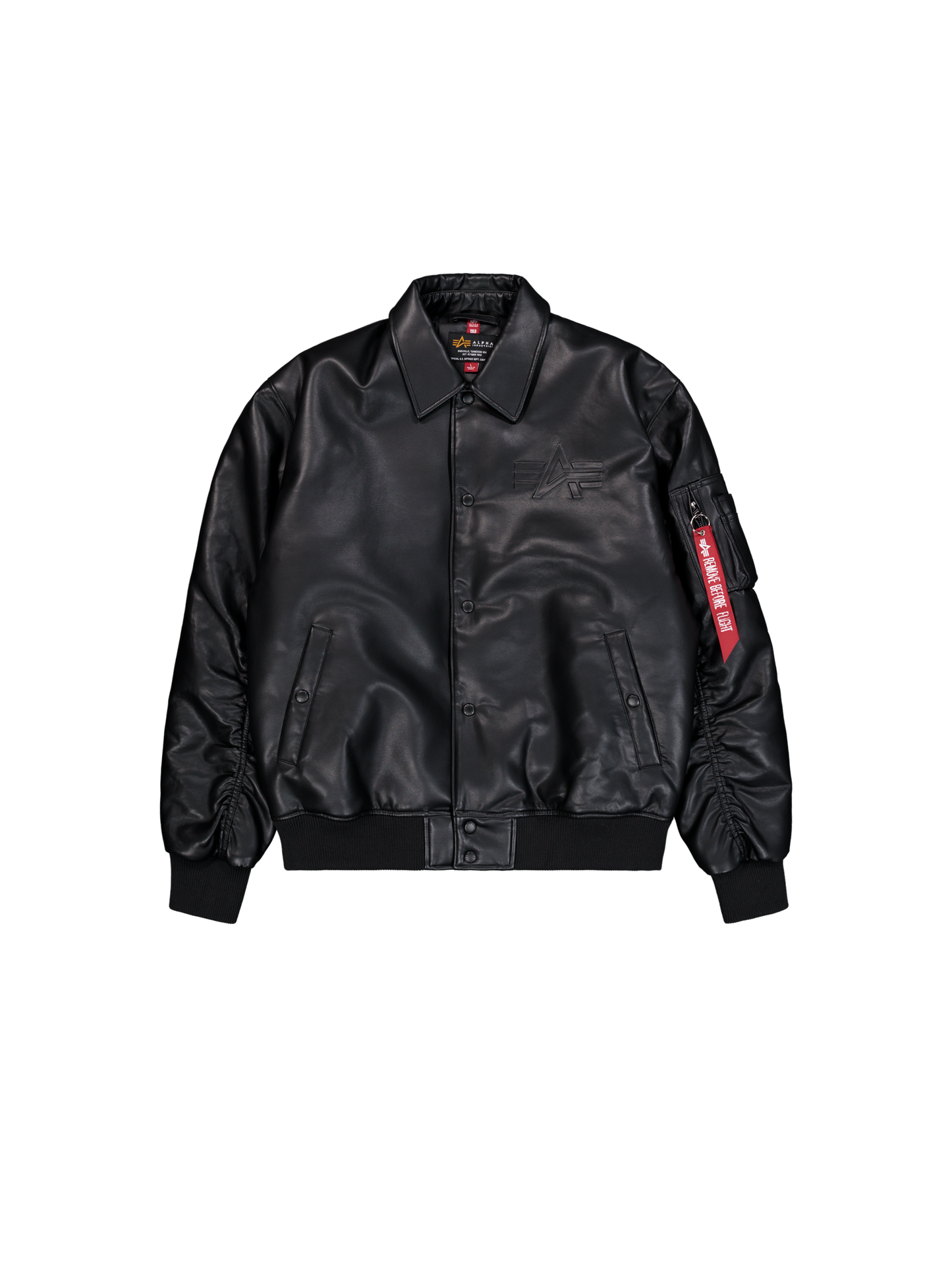 ALPHA INDUSTRIES - Pu College Bomber Jacket Black