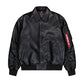 ALPHA INDUSTRIES - Pu College Bomber Jacket Black