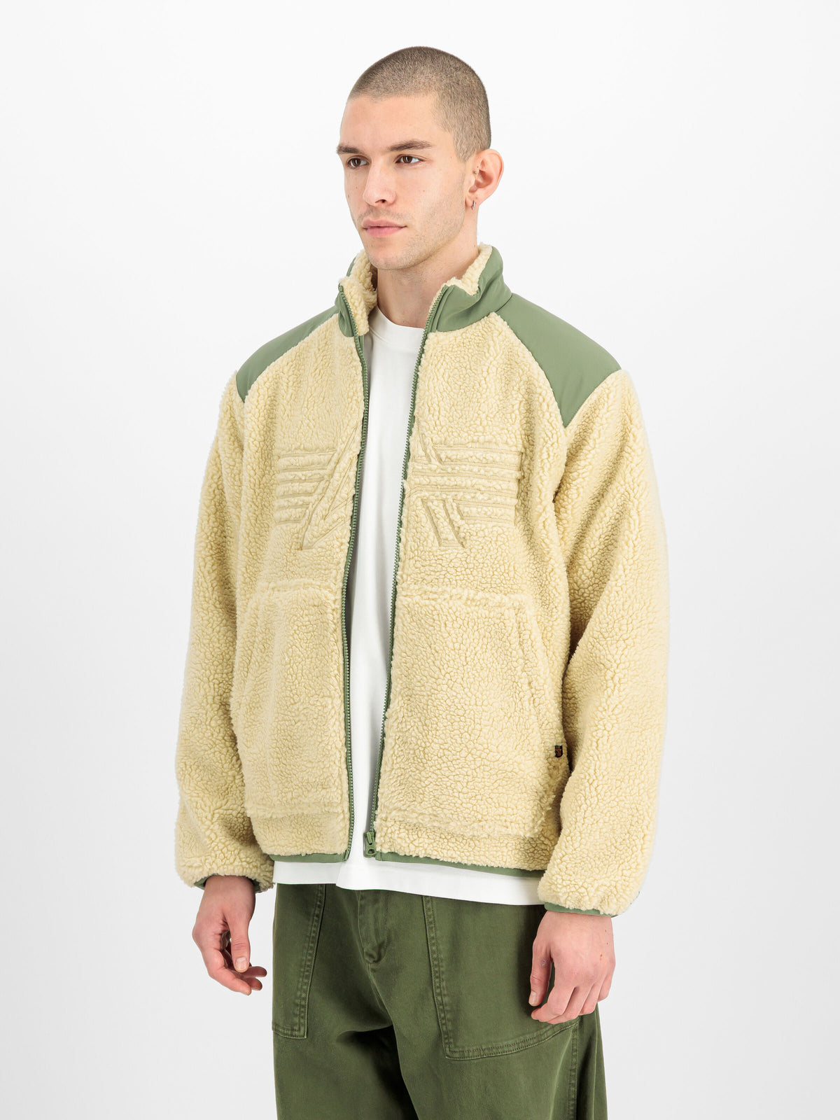 ALPHA INDUSTRIES - Sherpa Logo Jacket Off White