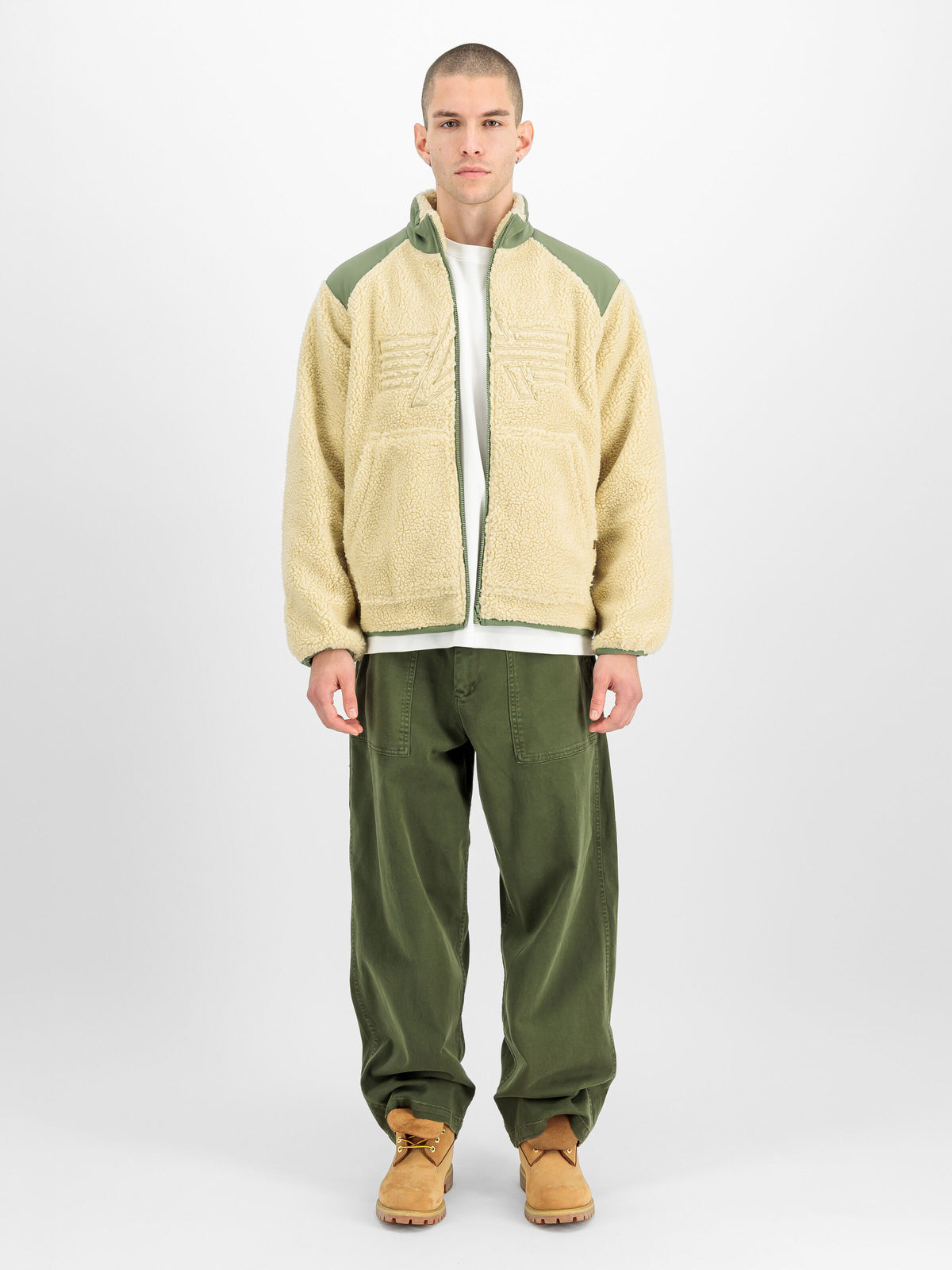 ALPHA INDUSTRIES - Sherpa Logo Jacket Off White