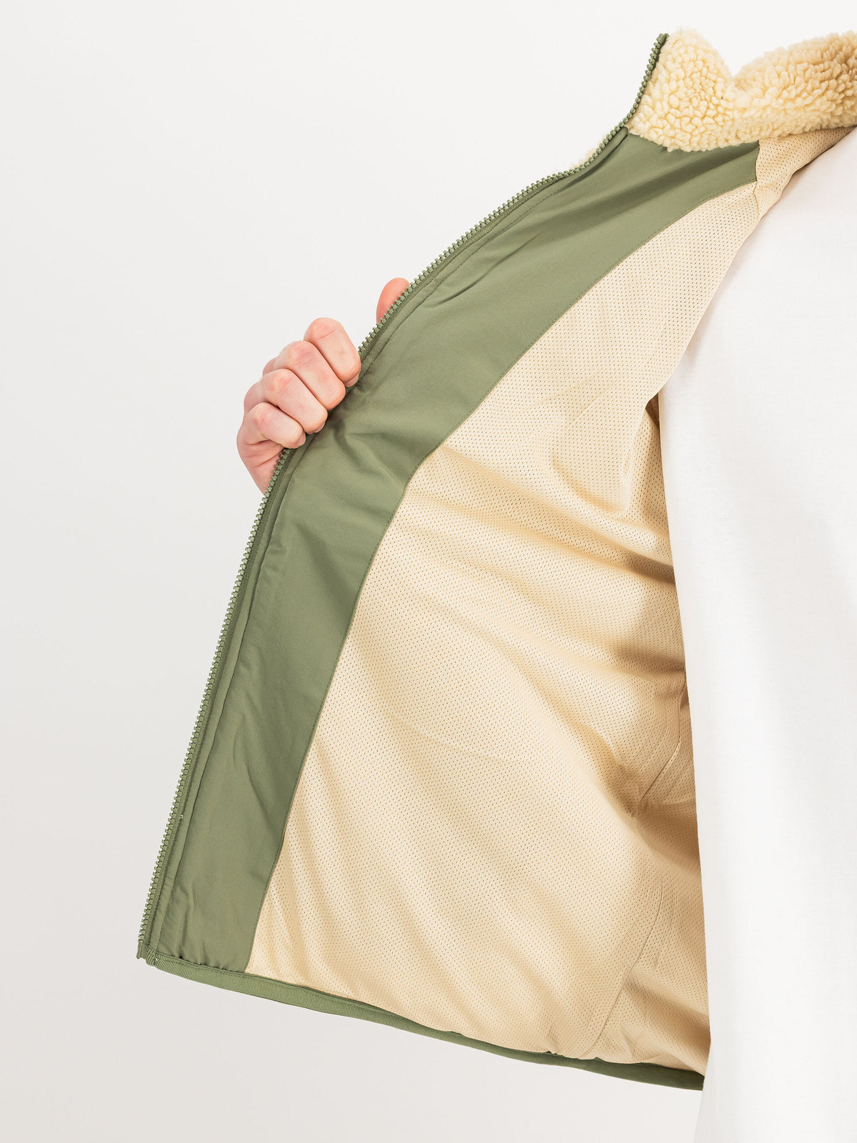 ALPHA INDUSTRIES - Sherpa Logo Jacket Off White