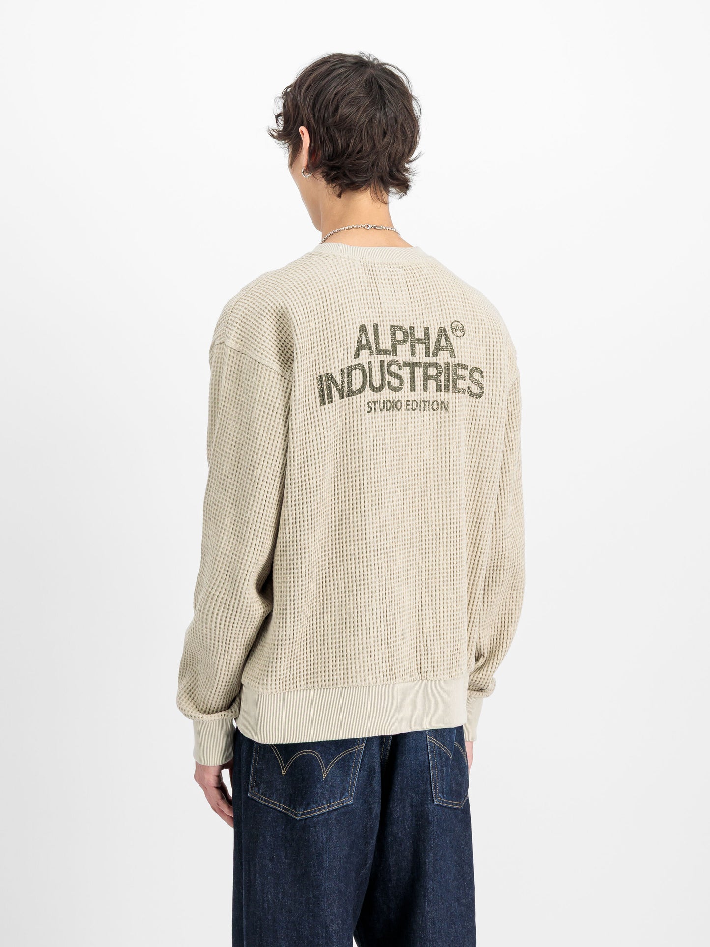 ALPHA INDUSTRIES - Studio Waffle Crewneck Organic Beige
