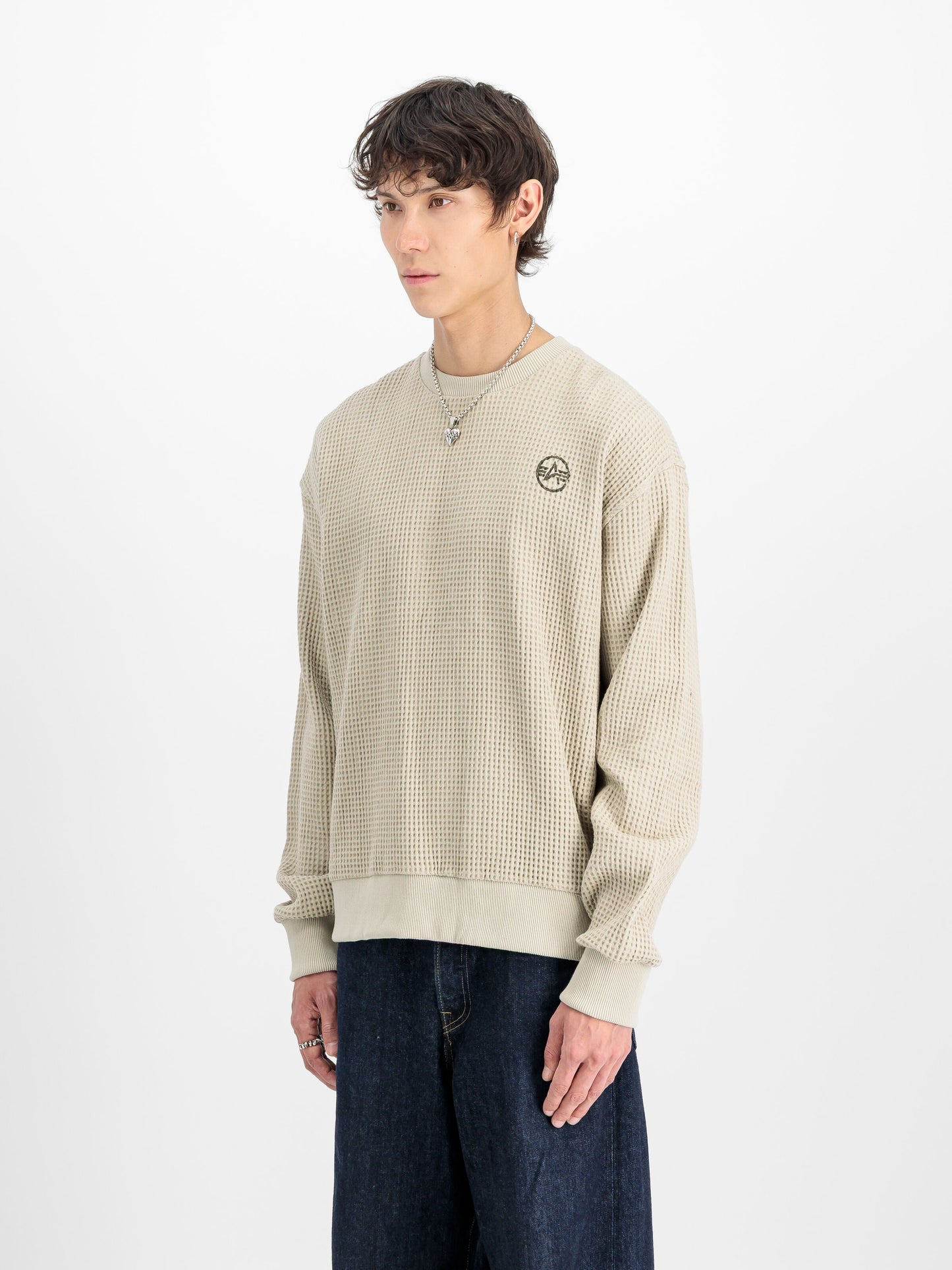 ALPHA INDUSTRIES - Studio Waffle Crewneck Organic Beige