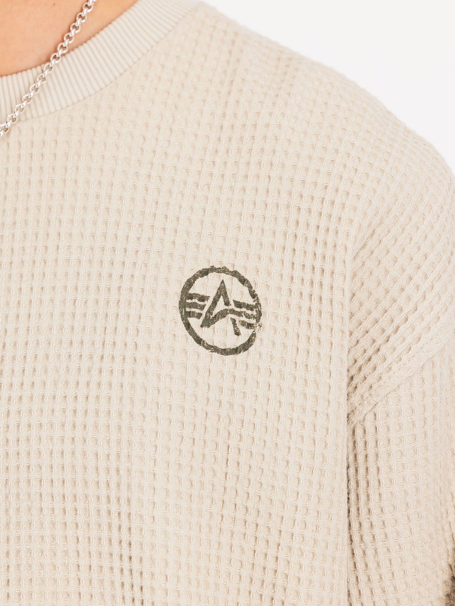ALPHA INDUSTRIES - Studio Waffle Crewneck Organic Beige