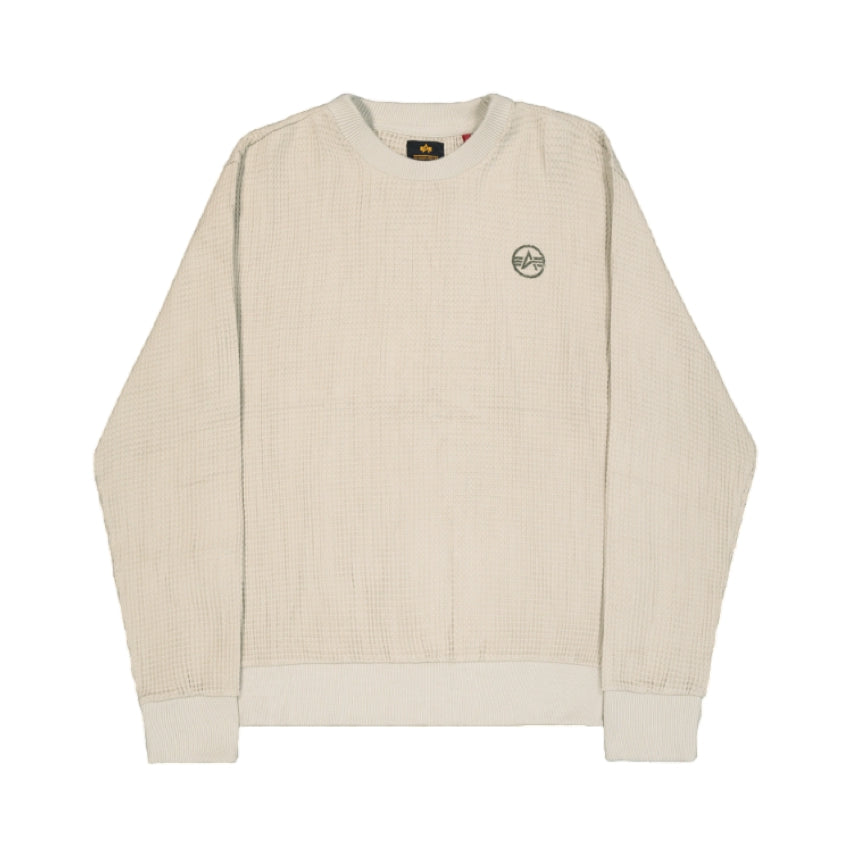 ALPHA INDUSTRIES - Studio Waffle Crewneck Organic Beige