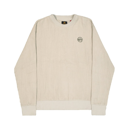 ALPHA INDUSTRIES - Studio Waffle Crewneck Organic Beige