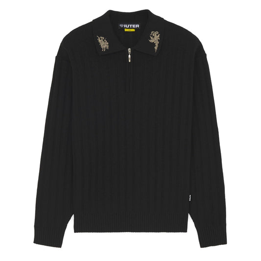 IUTER - Courage Half Zip Knit Polo Black