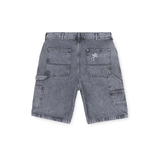 IUTER - Double Knee Denim Shorts Greybleach