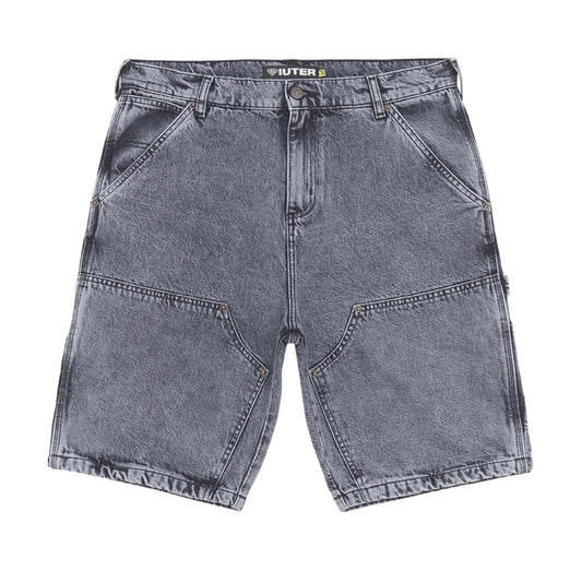 IUTER - Double Knee Denim Shorts Greybleach