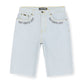IUTER - Fringed Baggy Denim Shorts Stonewashed