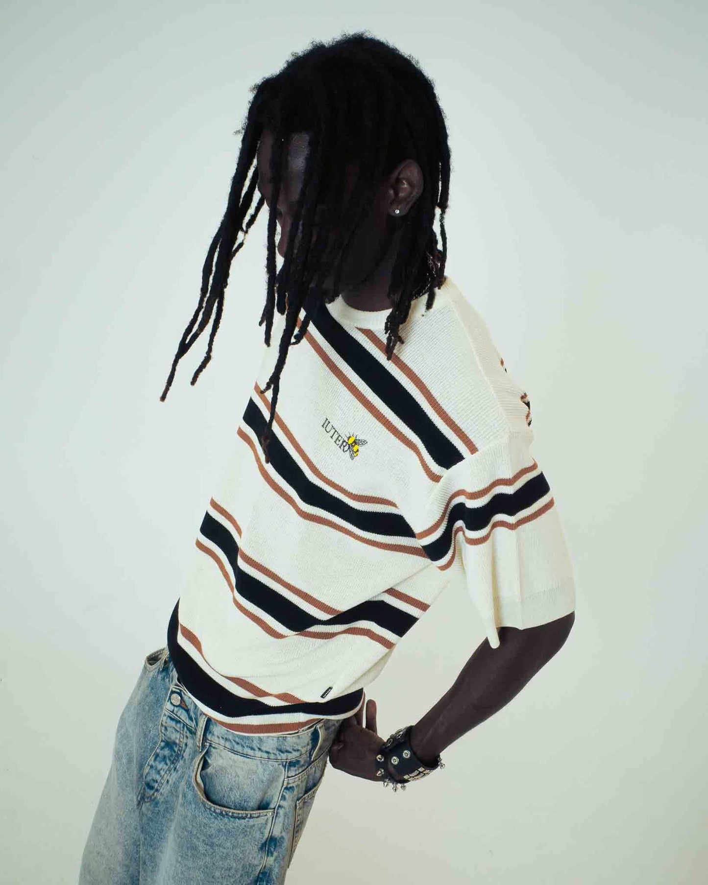 IUTER - Harmony Stripped Knit Over Tee Ivory