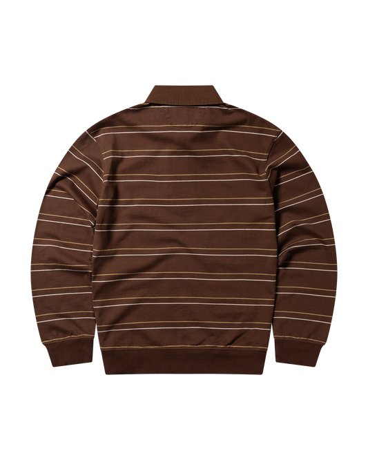 NO PROBLEMO - Striped LS Rugby Shirt Brown