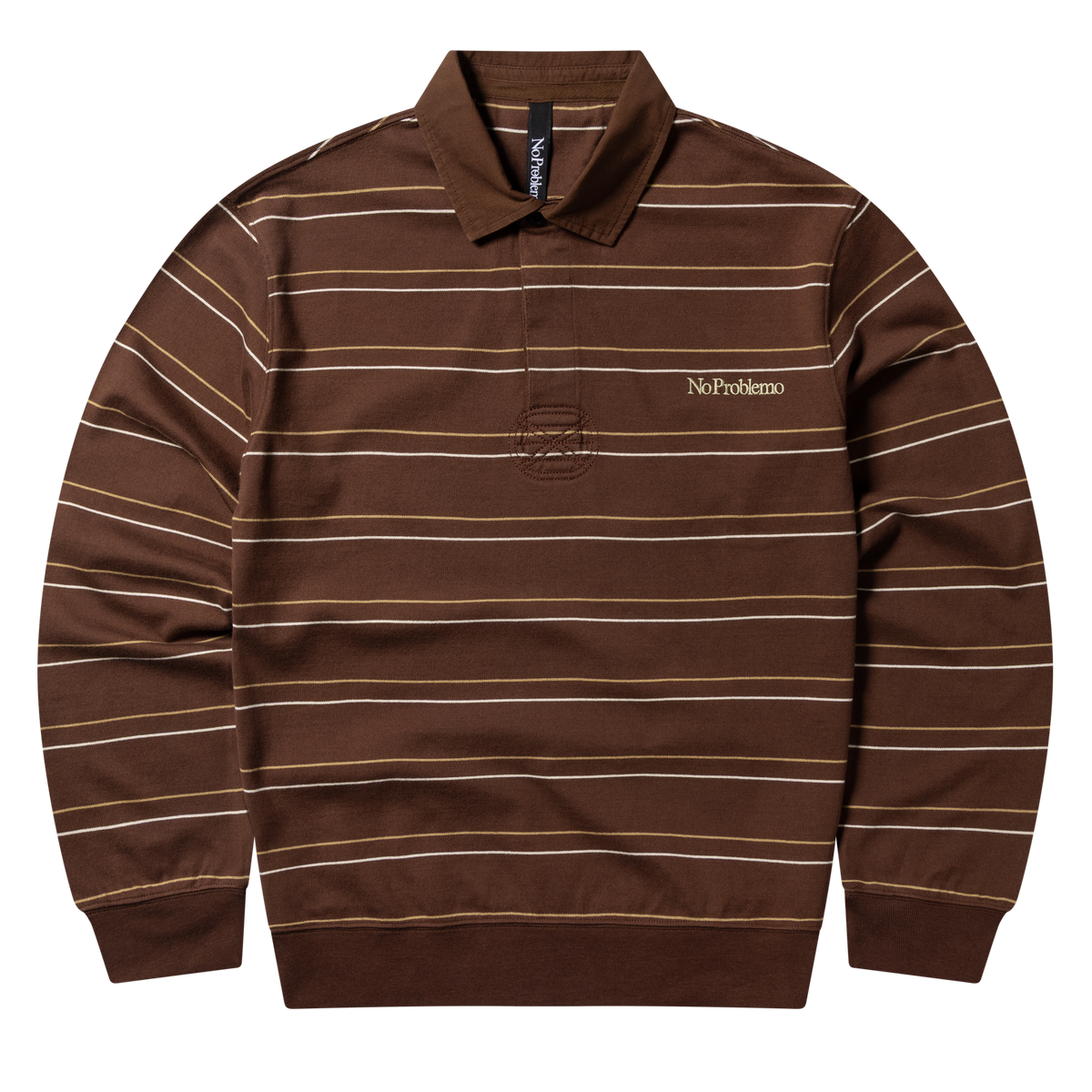 NO PROBLEMO - Striped LS Rugby Shirt Brown