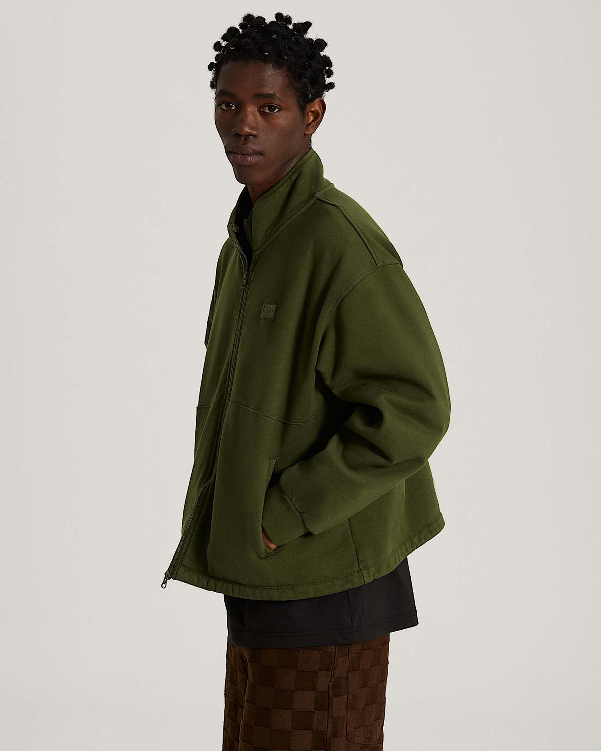VANS - Full Zip Mock Neck Fleece Green