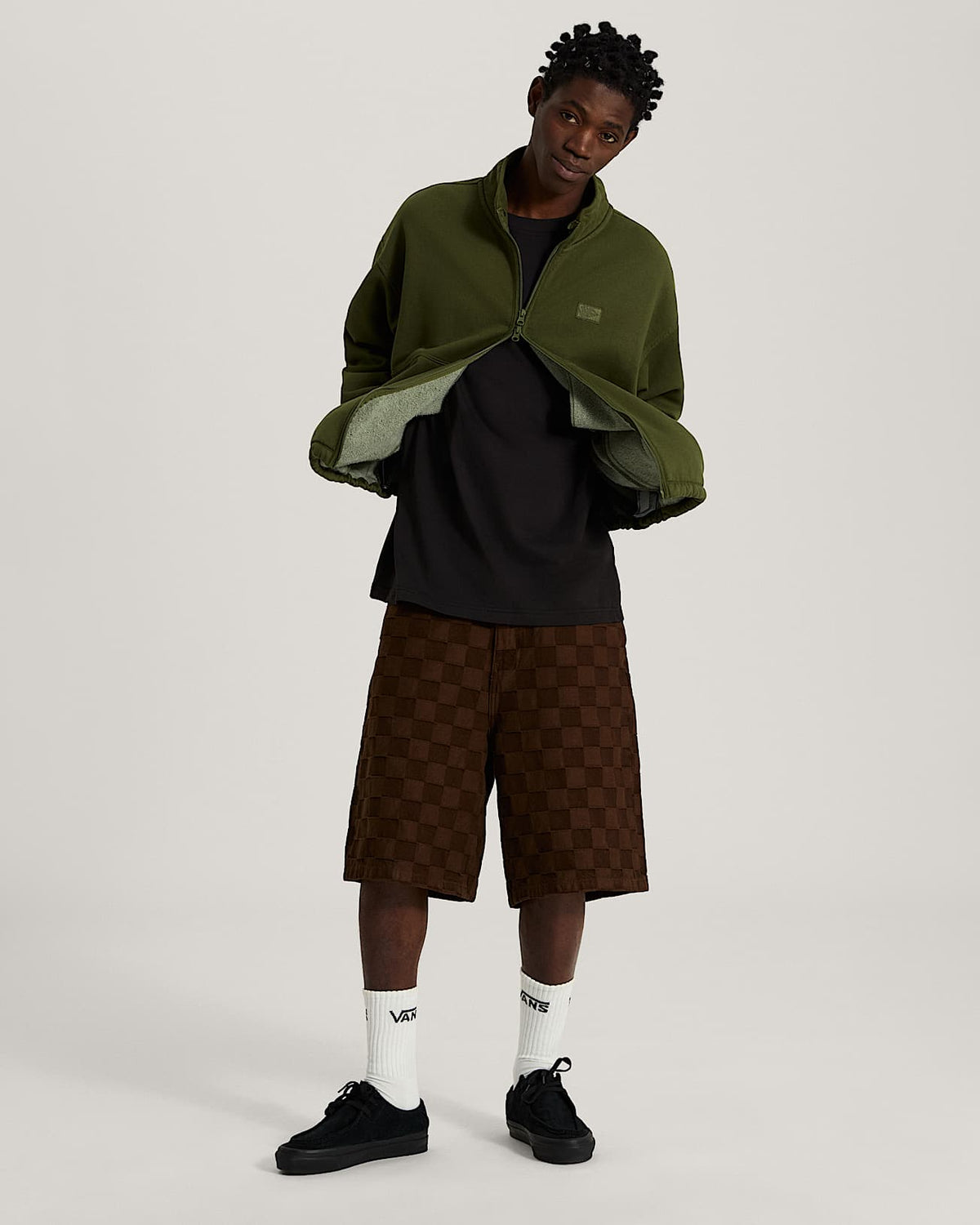 VANS - Full Zip Mock Neck Fleece Green