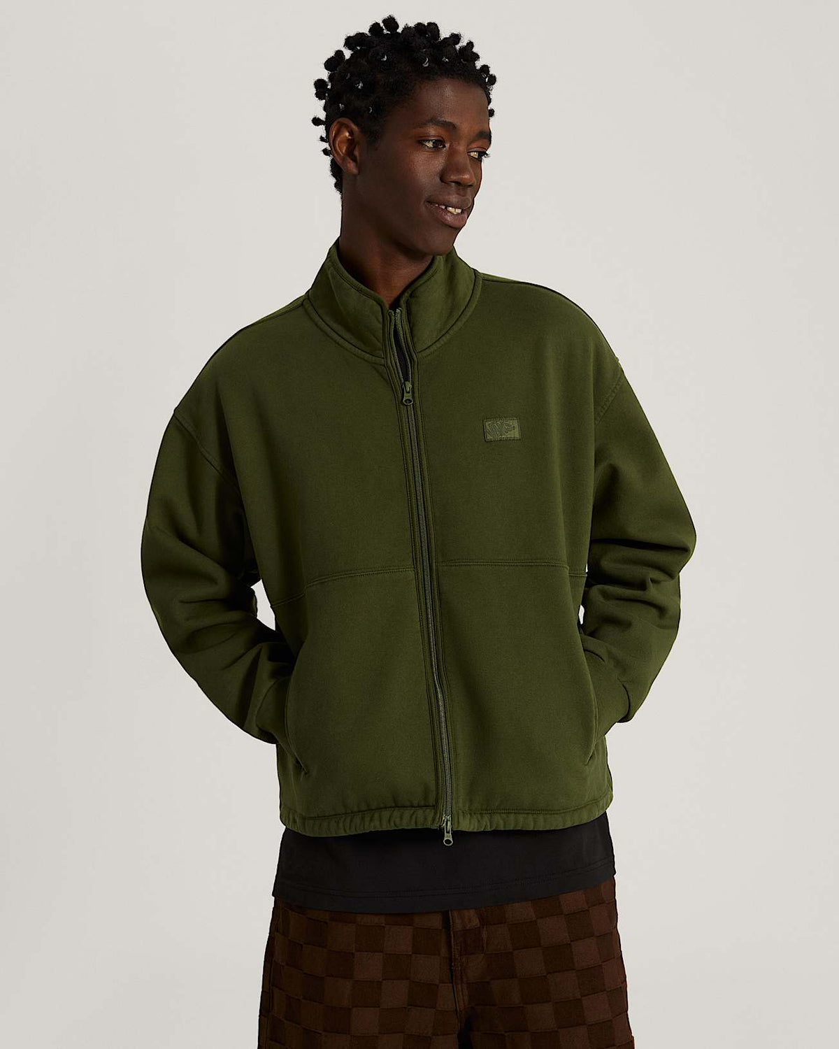 VANS - Full Zip Mock Neck Fleece Green