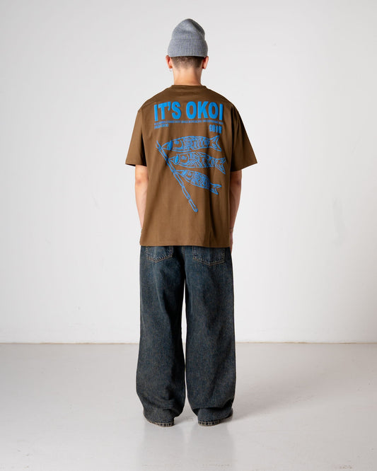 WOODBIRD - WBBaine Koi T-Shirt Dark Brown
