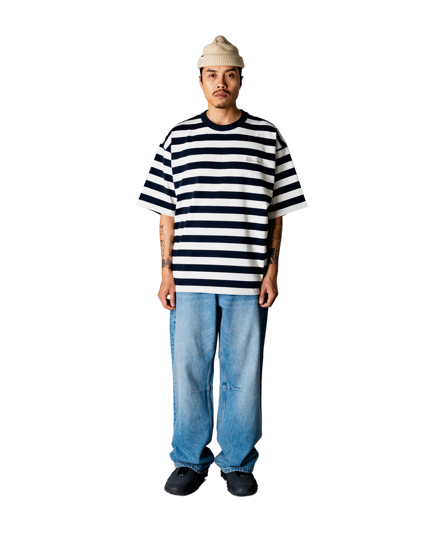 WOODBIRD - WBBeam Stripe T-Shirt Dark Navy