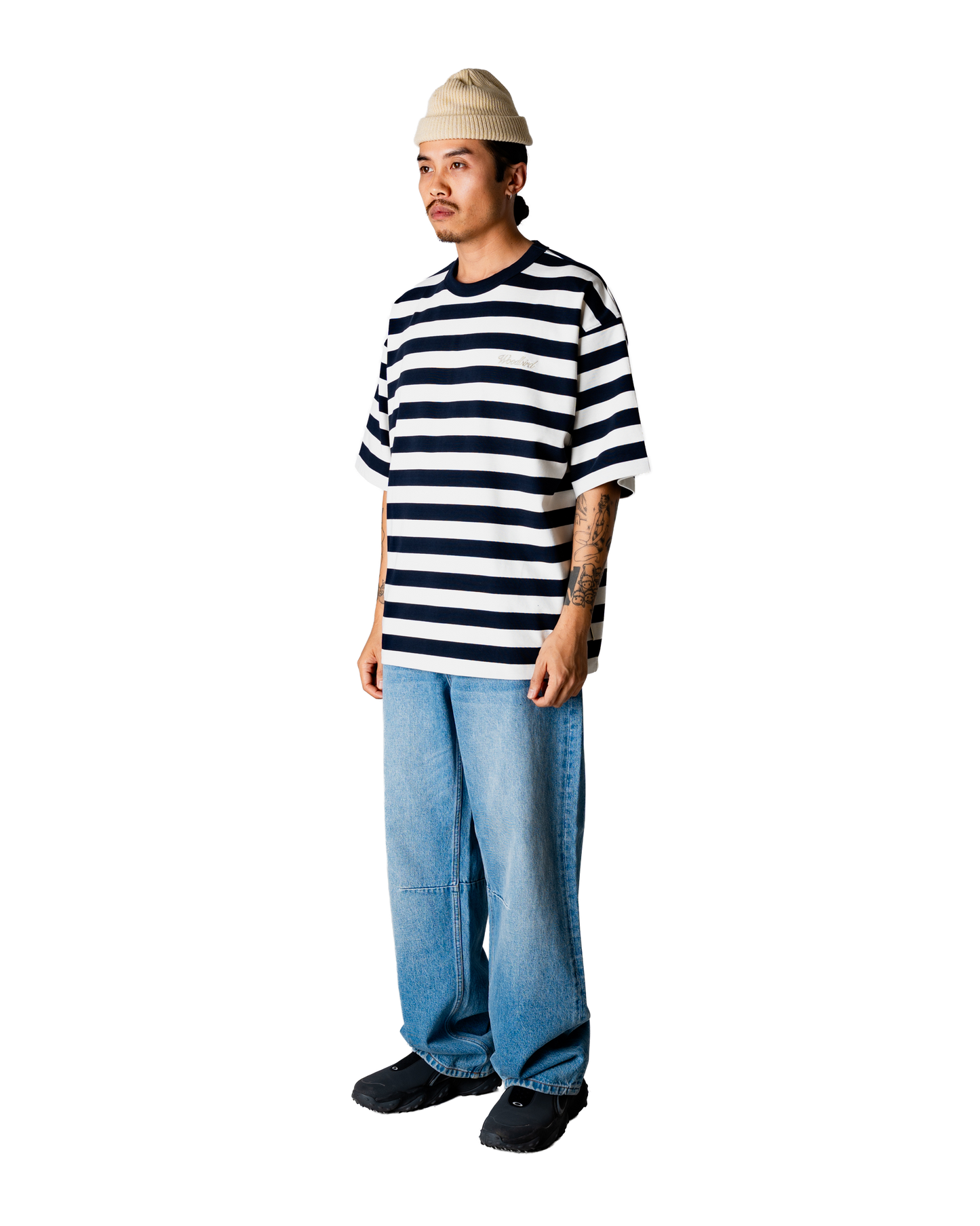 WOODBIRD - WBBeam Stripe T-Shirt Dark Navy