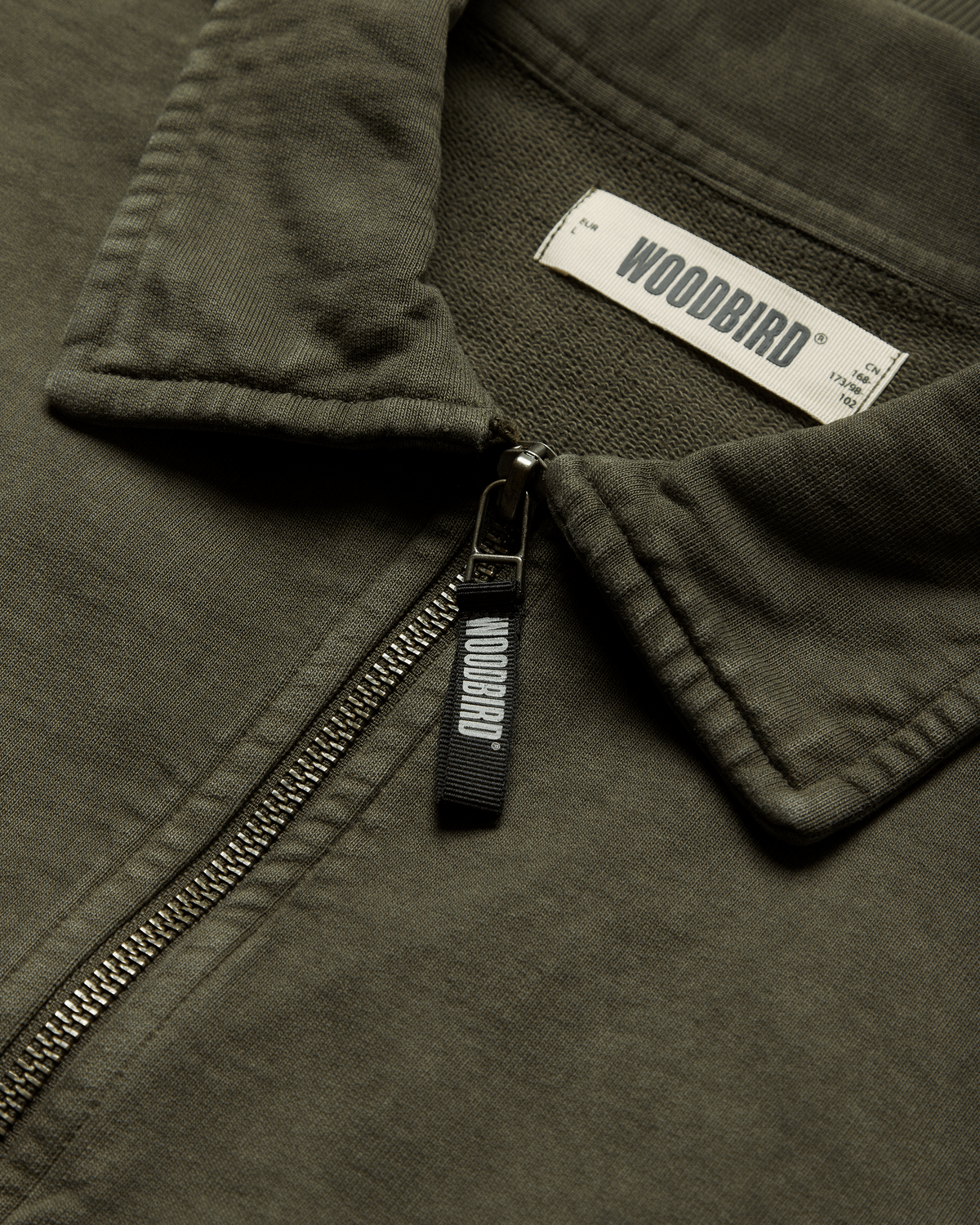 WOODBIRD - WBLoke Washed Zip Polo Dark Olive