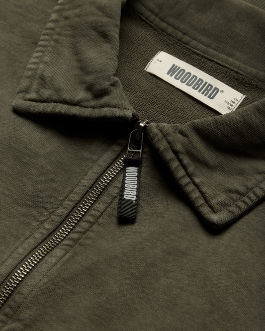 WOODBIRD - WBLoke Washed Zip Polo Dark Olive