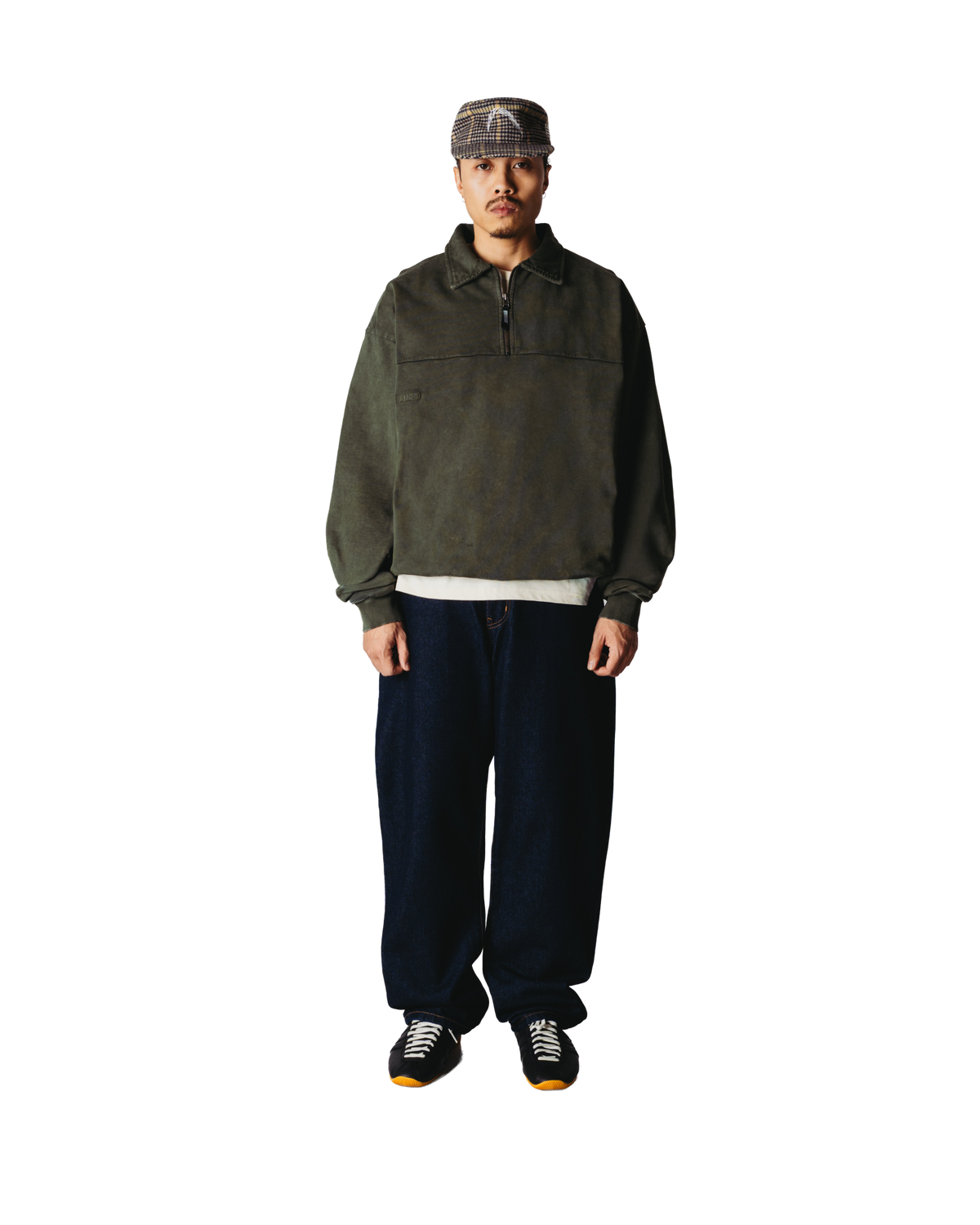 WOODBIRD - WBLoke Washed Zip Polo Dark Olive