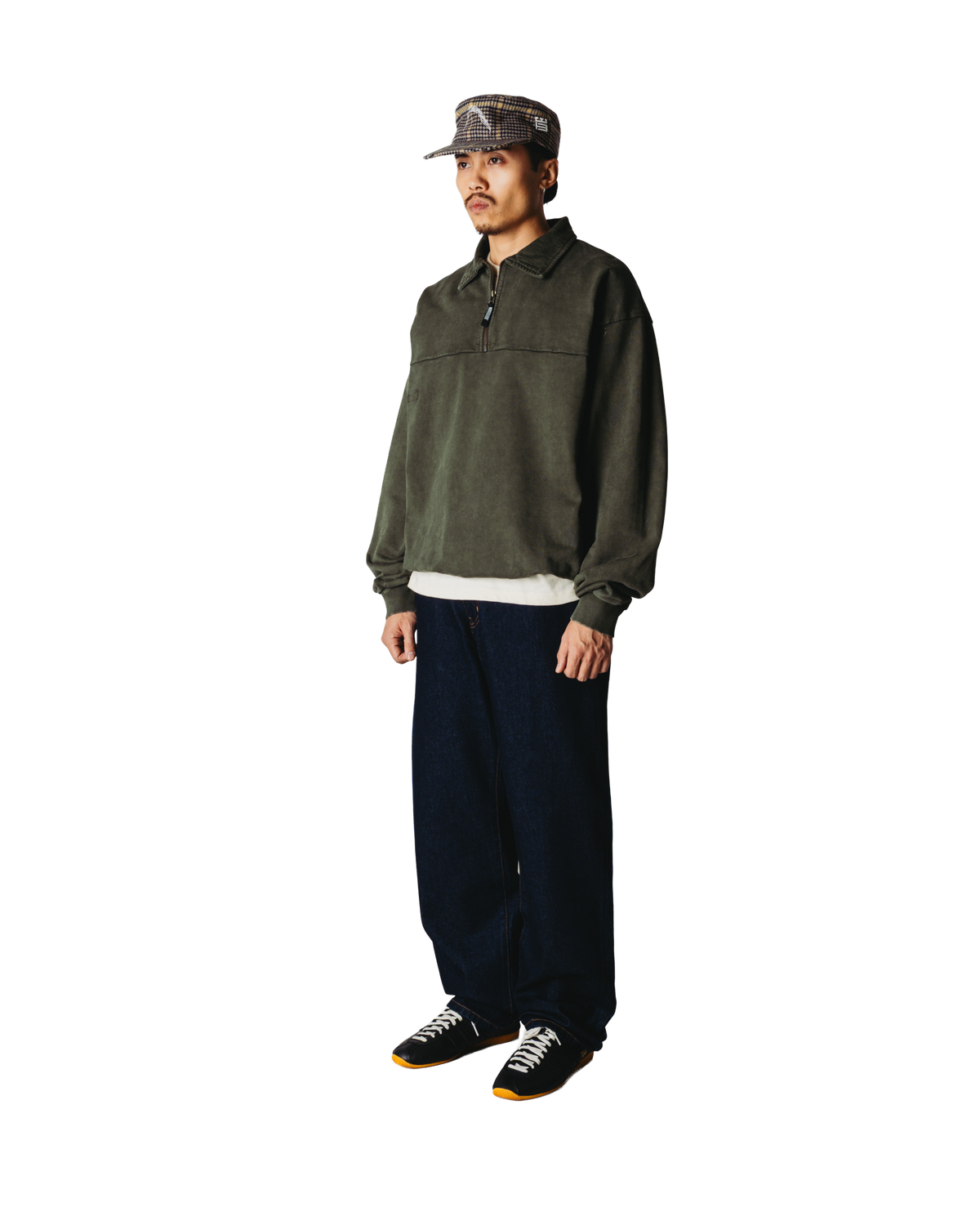 WOODBIRD - WBLoke Washed Zip Polo Dark Olive
