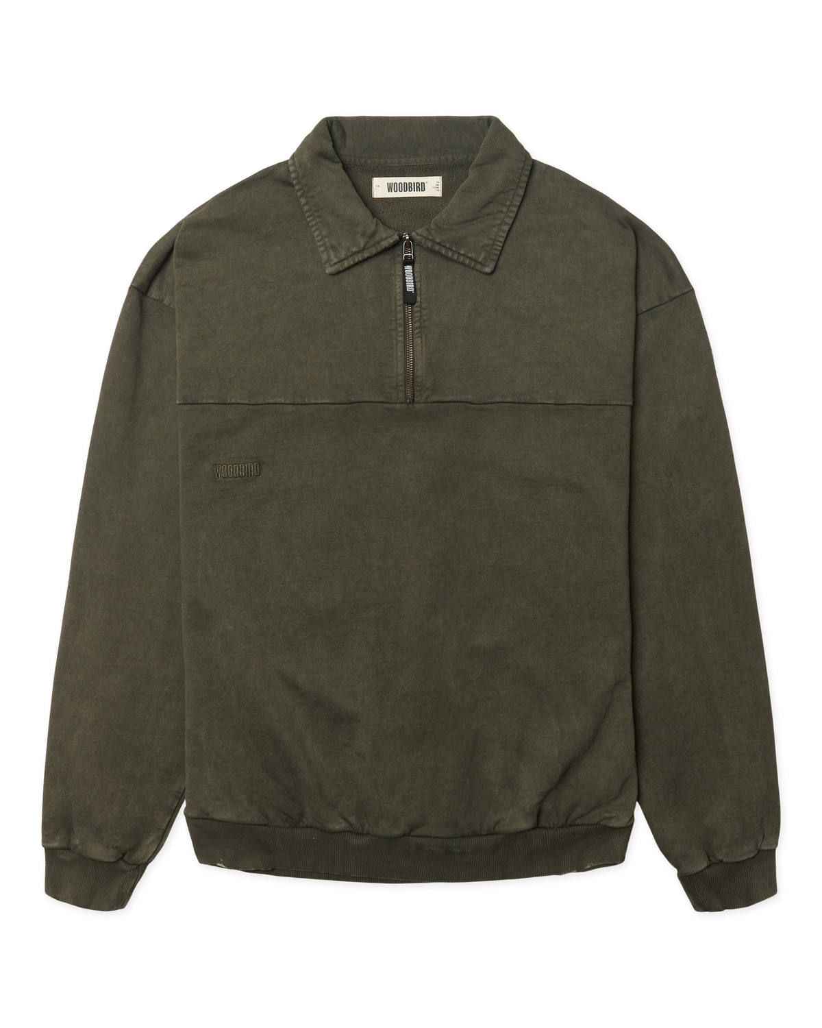 WOODBIRD - WBLoke Washed Zip Polo Dark Olive