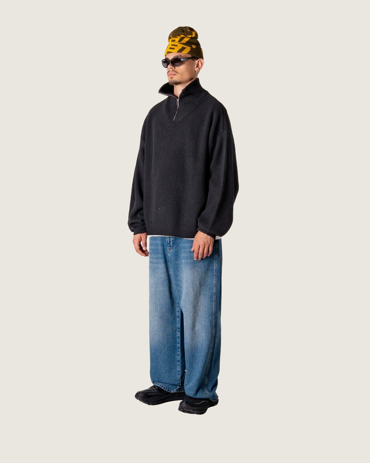WOODBIRD - WBLee Wool Knit Half Zip Black